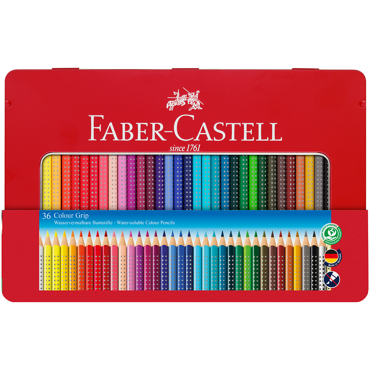 Faber-Castell Colour Grip Pencils - Assorted Colours (Tin of 36)
