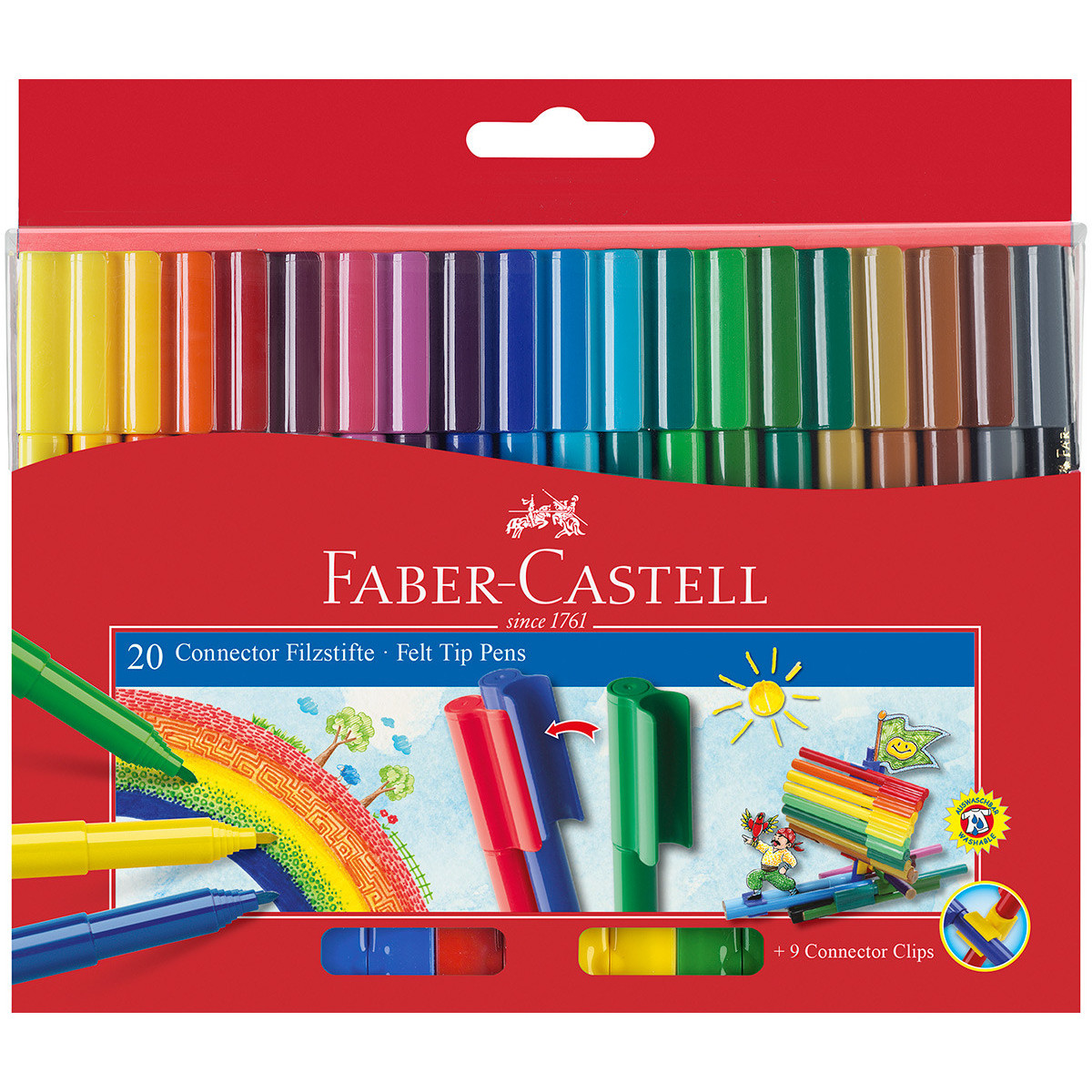 Faber-Castell Connector Fibre Tip Pens - Assorted Colours (Pack of 20)