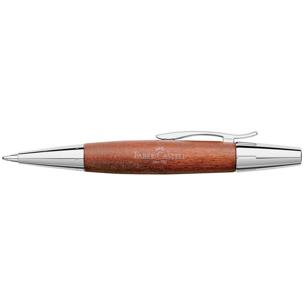 Faber-Castell e-motion Ballpoint Pen - Brown Wood and Chrome