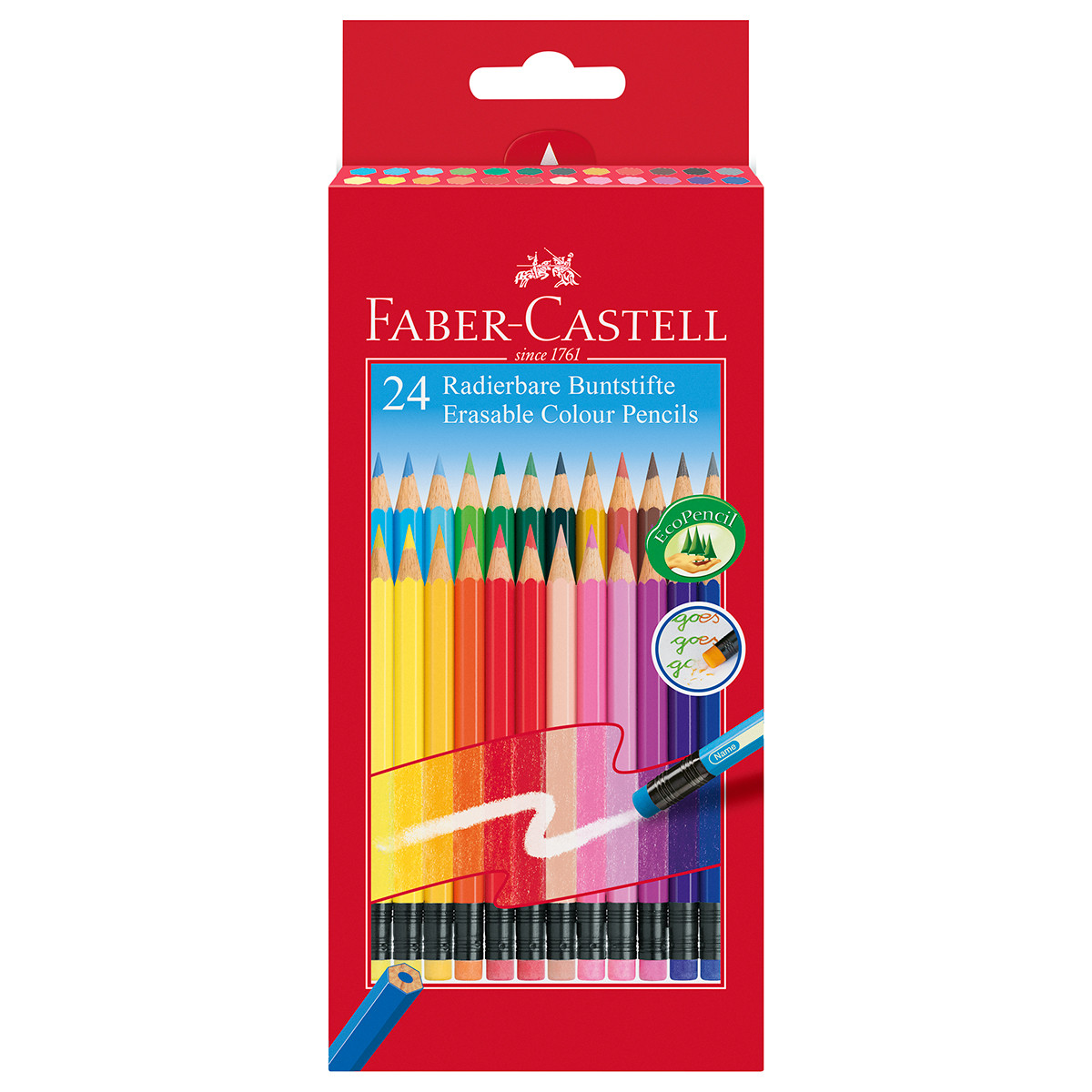 Faber-Castell Erasable Colouring Pencils - Assorted Colours (Pack of 24)