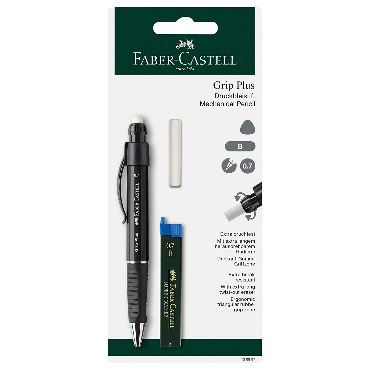 Faber-Castell Grip Plus Mechanical Pencil Set - 0.7mm - Blue