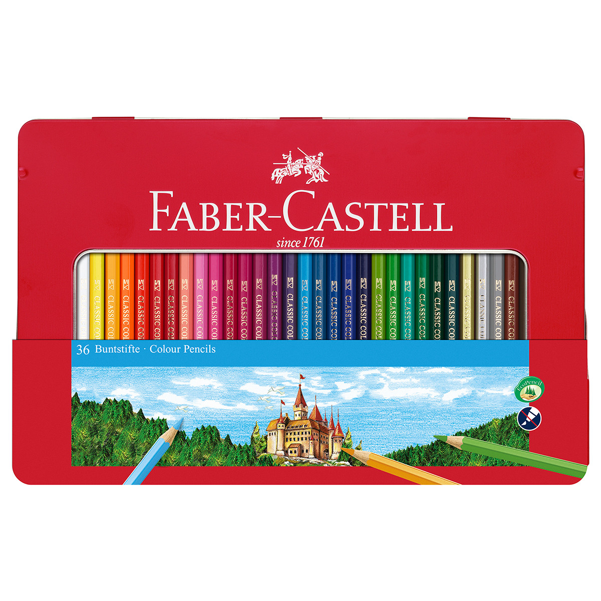 Faber-Castell Hexagonal Colouring Pencils - Assorted Colours (Tin of 36)