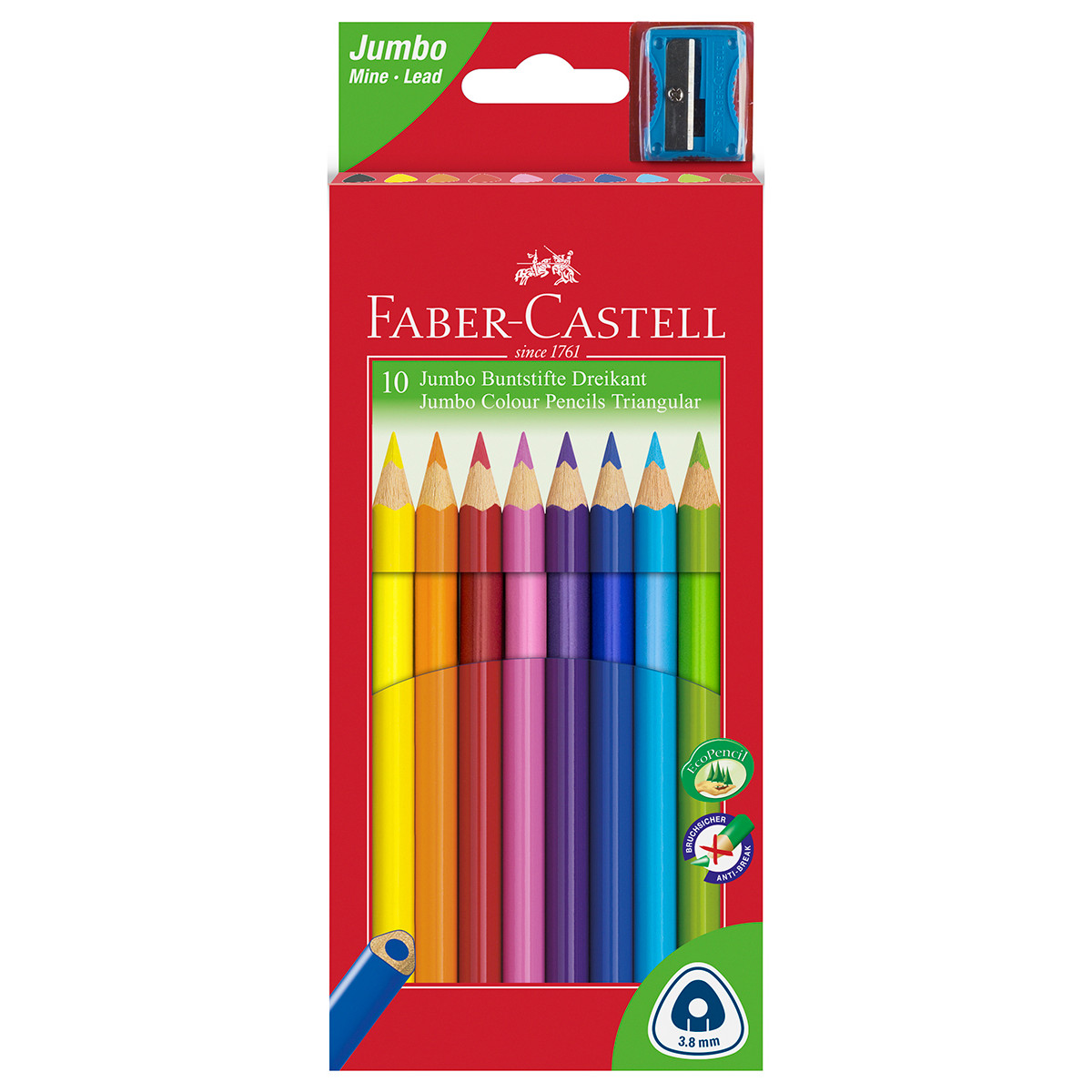 Faber-Castell Junior Triangular Colouring Pencils - Assorted Colours (Pack of 10)