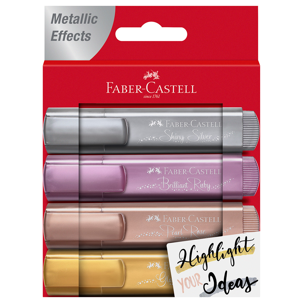 Faber-Castell Textliner 46 Metallic Highlighters - Assorted Colours (Wallet of 4)