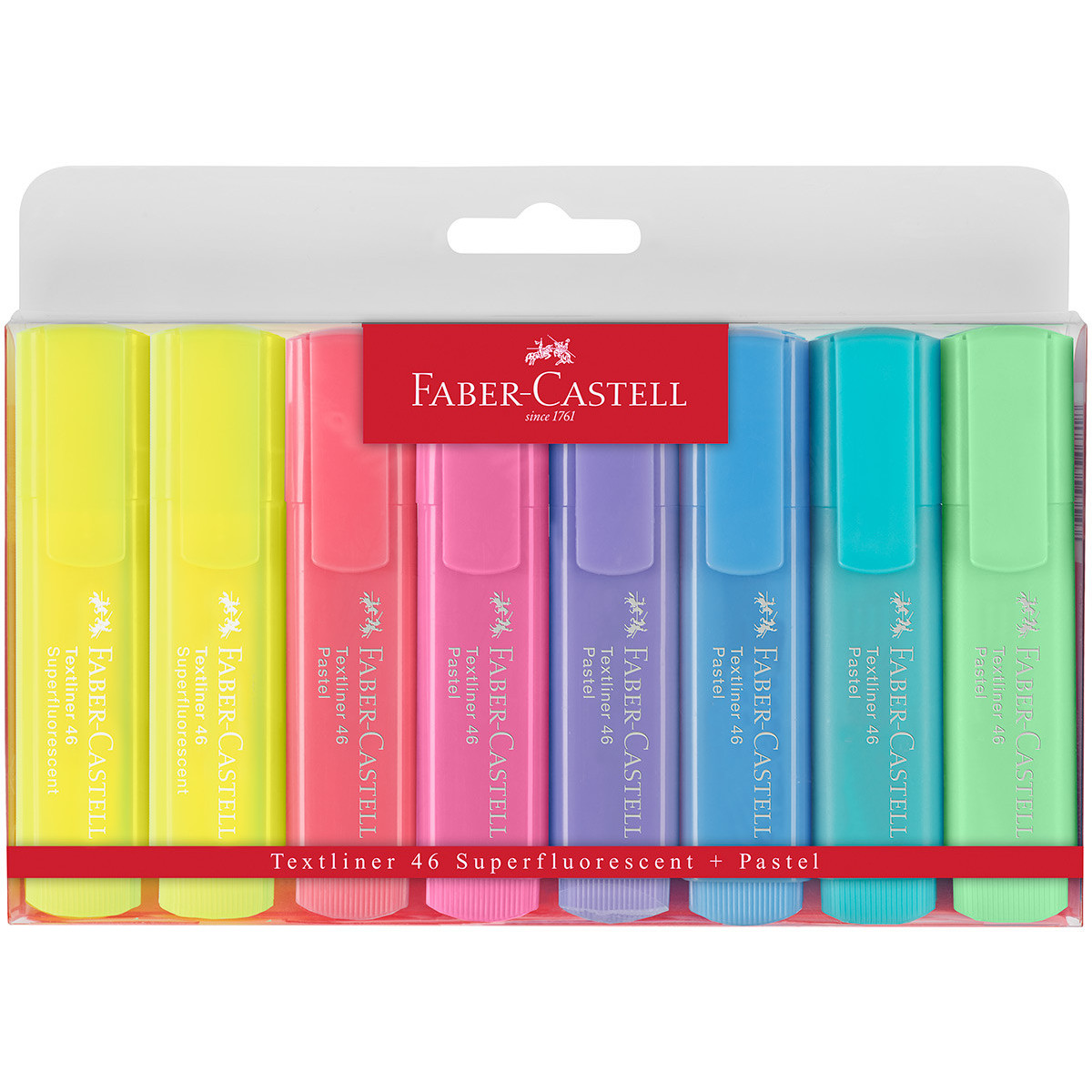 Faber-Castell Textliner 46 Pastel Highlighter - Assorted Pastel Colours (Wallet of 8)