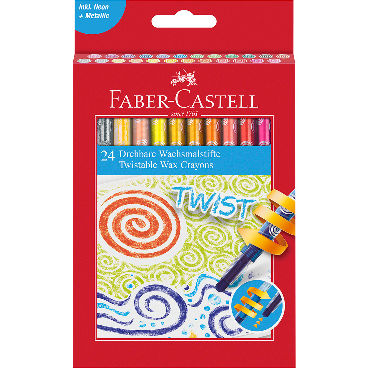 Faber-Castell Jumbo Twist Colouring Crayons - Assorted Colours (Pack of 24)