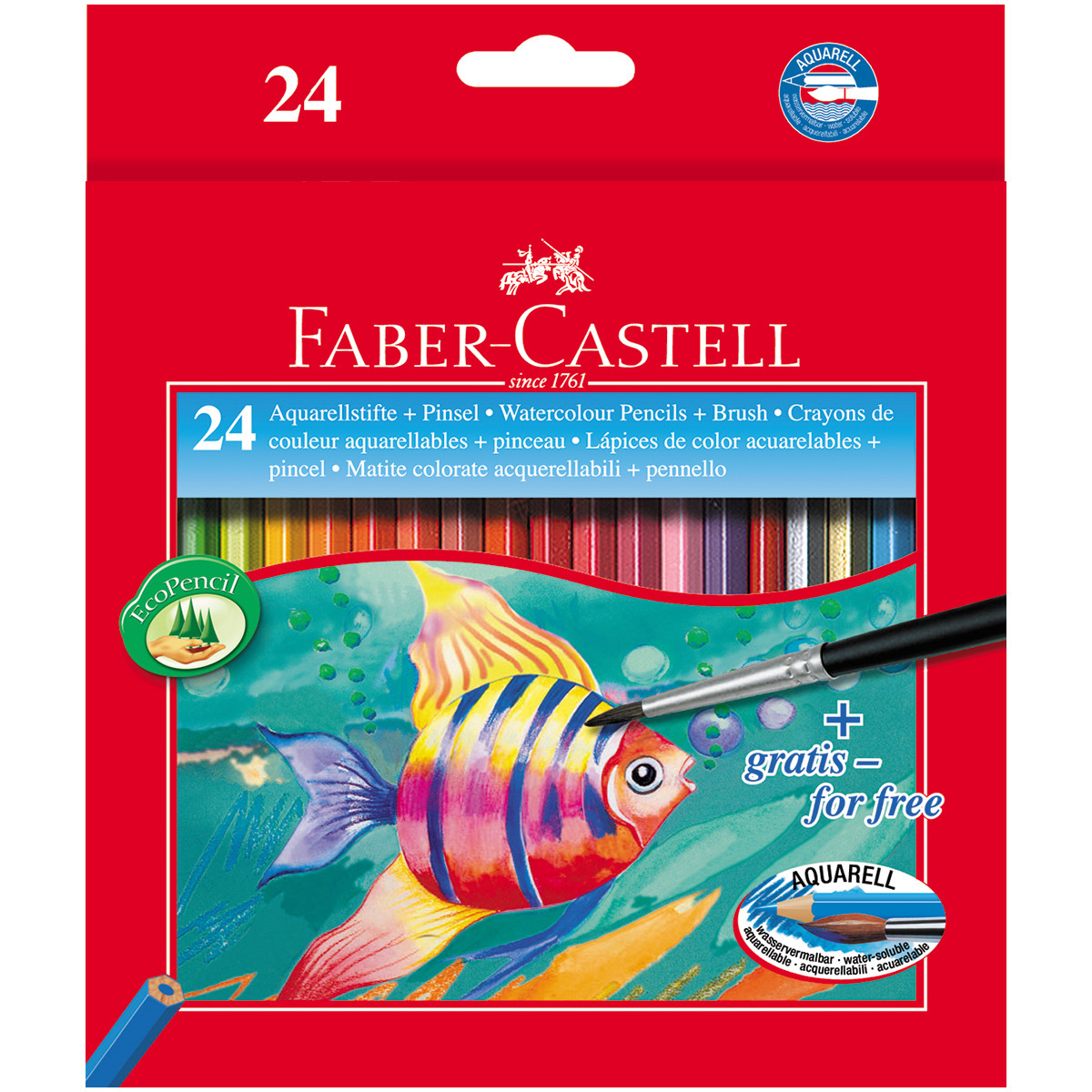 Faber-Castell Aquarelle Watercolour Pencils - Assorted Colours (Pack of 24), 114425