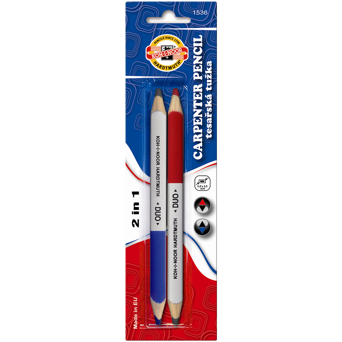 Koh-I-Noor 1536 Duo Carpenter's Pencil - Blue & Red (Pack of 2)