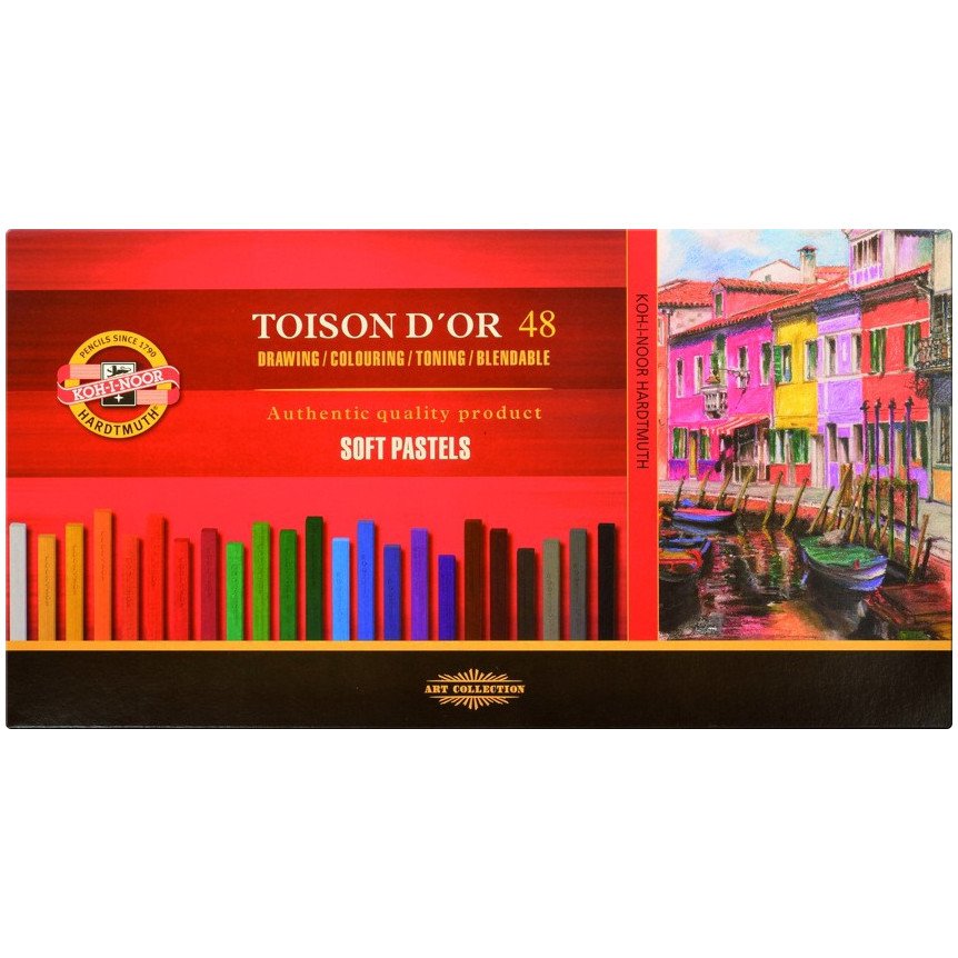 Koh-I-Noor 8586 Artist's Square Dry Chalks - Assorted Colours (Pack of 48)