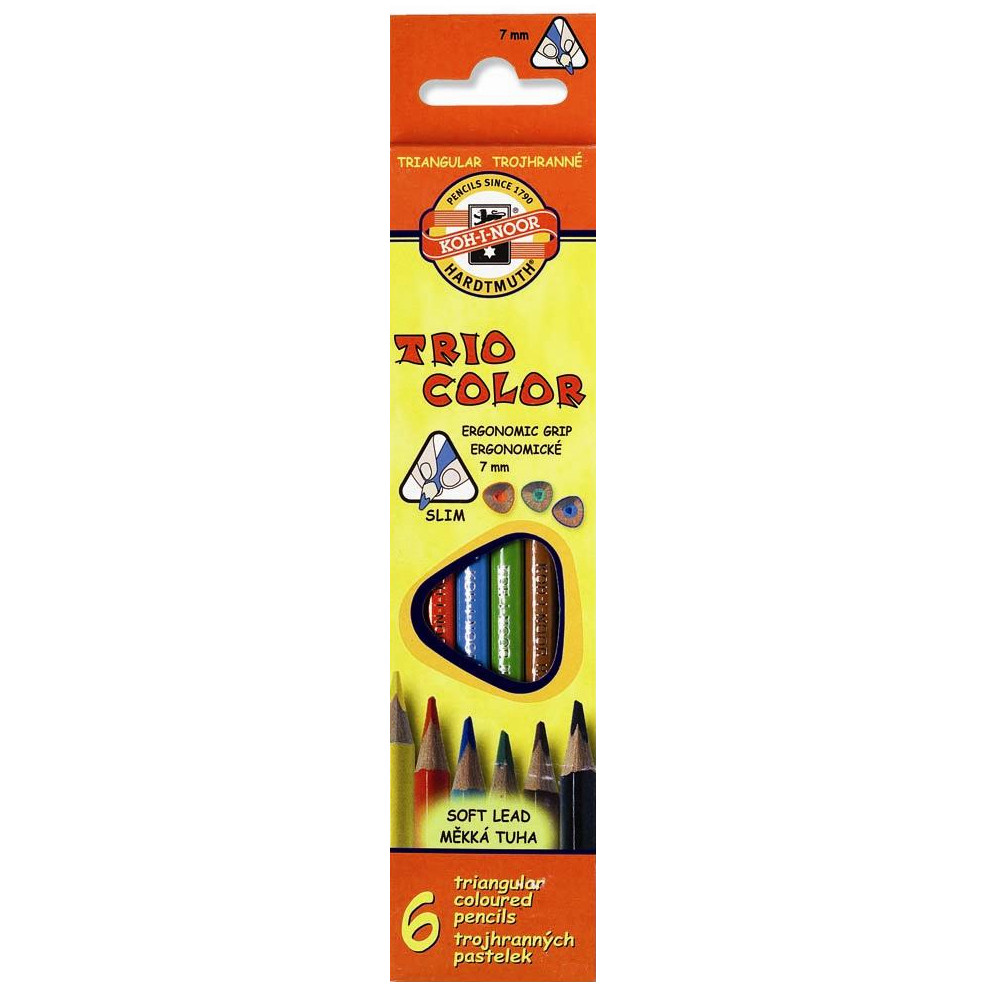 Koh-I-Noor 3131 Triangular Coloured Pencils - Assorted Colours (Pack of 6)