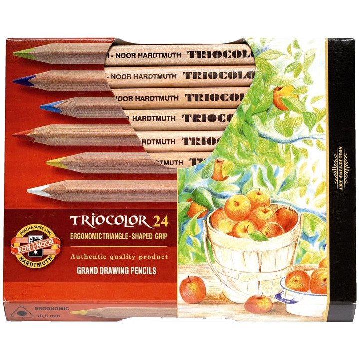 Koh-I-Noor 3154 N Jumbo Triangular Coloured Pencils - Assorted Colours (Pack of 24)