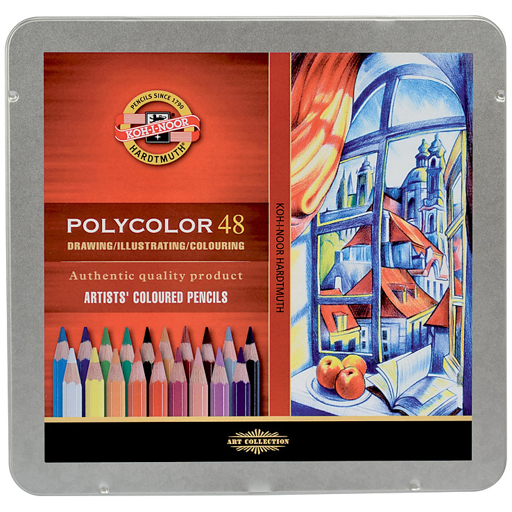 Koh-I-Noor 3826 Coloured Pencils - Assorted Colours (Tin of 48)