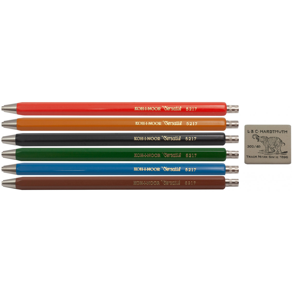 Koh-I-Noor 5217 Mechanical Pencils - Assorted Colours with Eraser (Pack of 6)