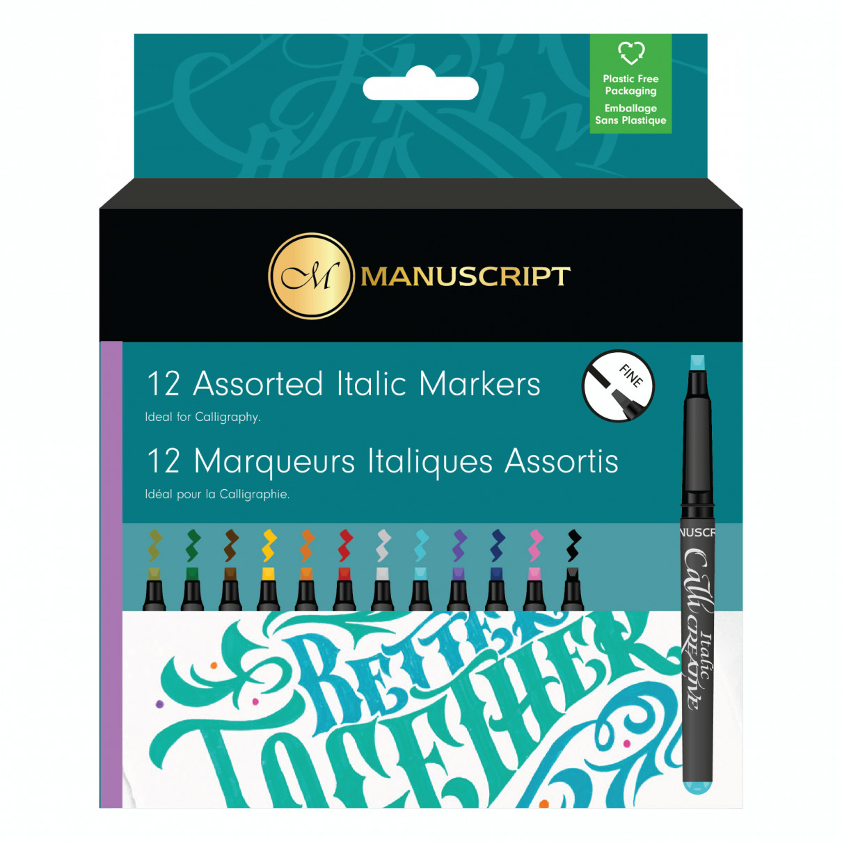 Manuscript Callicreative Calligraphy Marker Pens - Fine - Assorted Colours (Pack of 12)