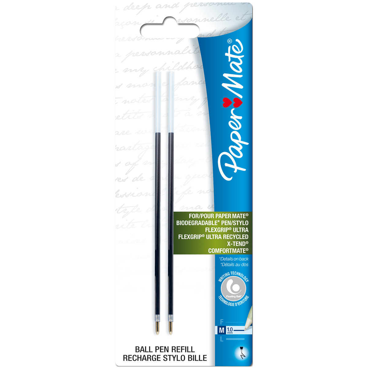Papermate Biodegradable Ballpoint Pen Refills - Black Medium (Pack of 2)