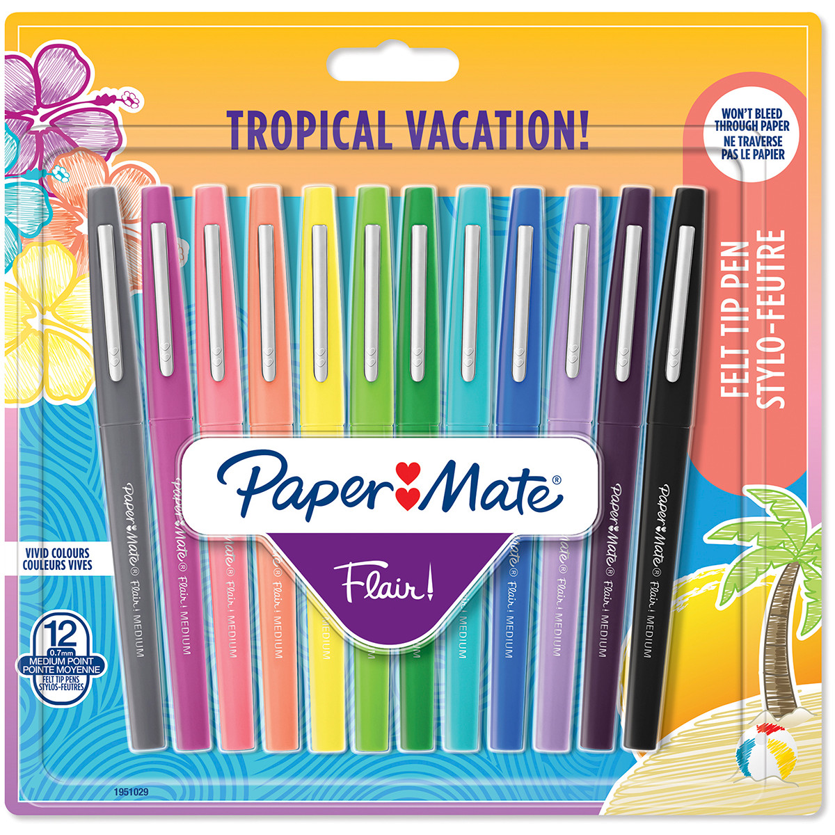Papermate Flair Original Fibre Tip Pen - Medium - Tropical Colours