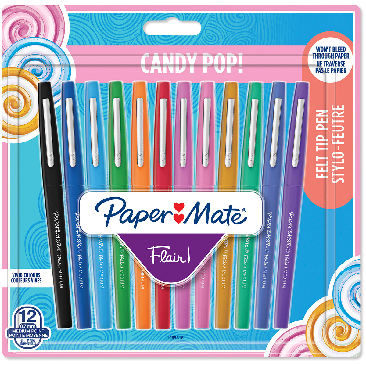 Papermate Flair Original Fibre Tip Pen - Medium - Candy Colours (Pack of 12)