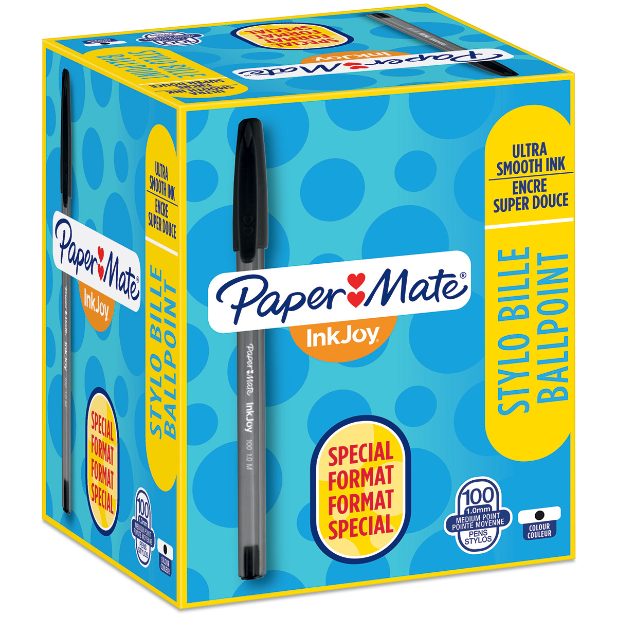 Papermate Inkjoy 100 Capped Ballpoint Pen - Medium - Black (Box of 100)