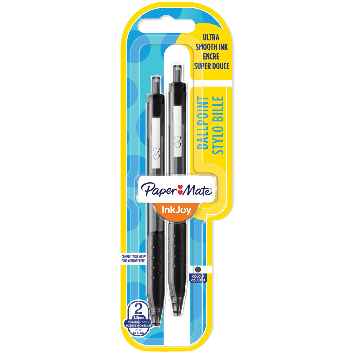 Papermate Inkjoy 300 Retractable Ballpoint Pen - Medium - Black (Blister of 2)