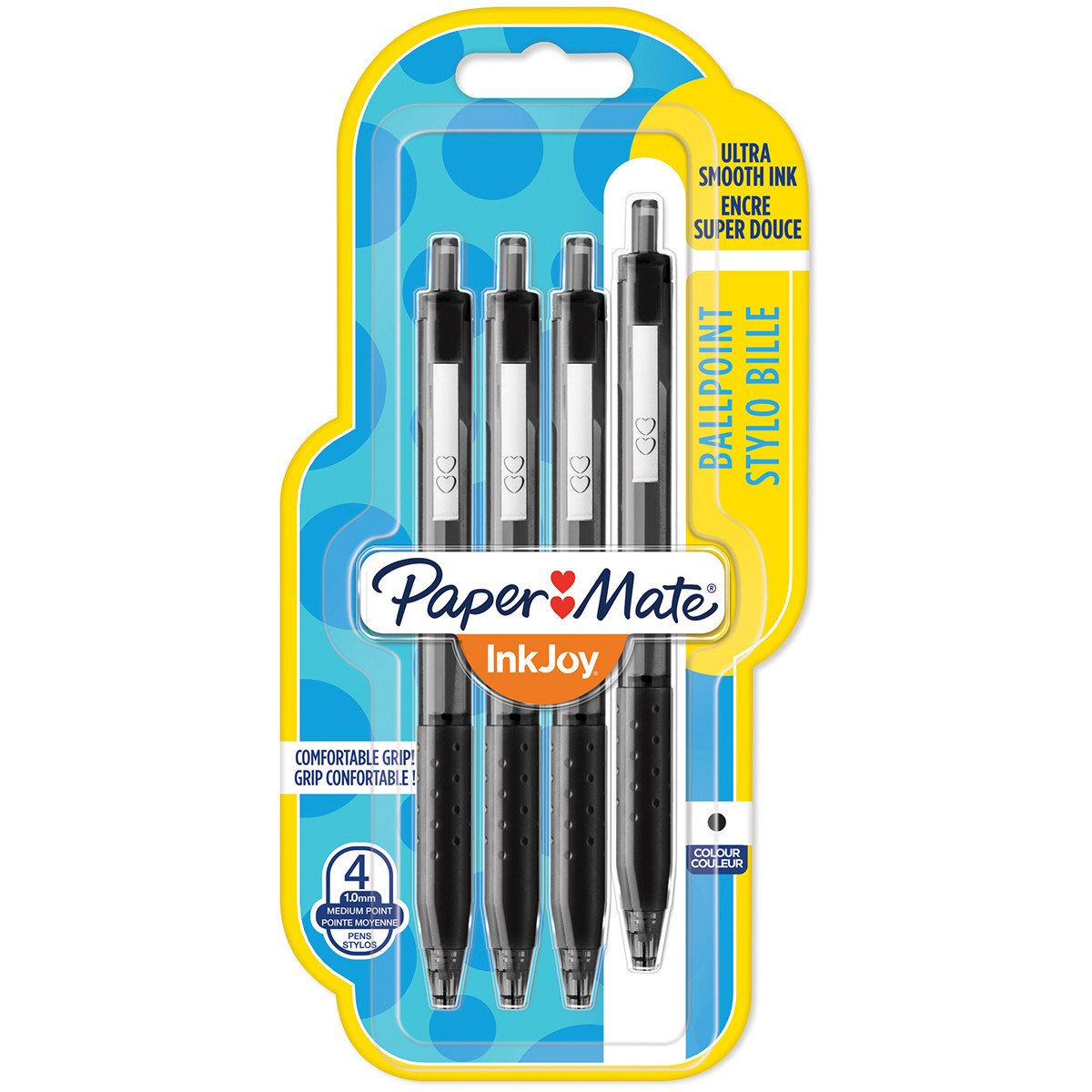 Papermate Inkjoy 300 Retractable Ballpoint Pen - Medium - Black (Blister of 4)