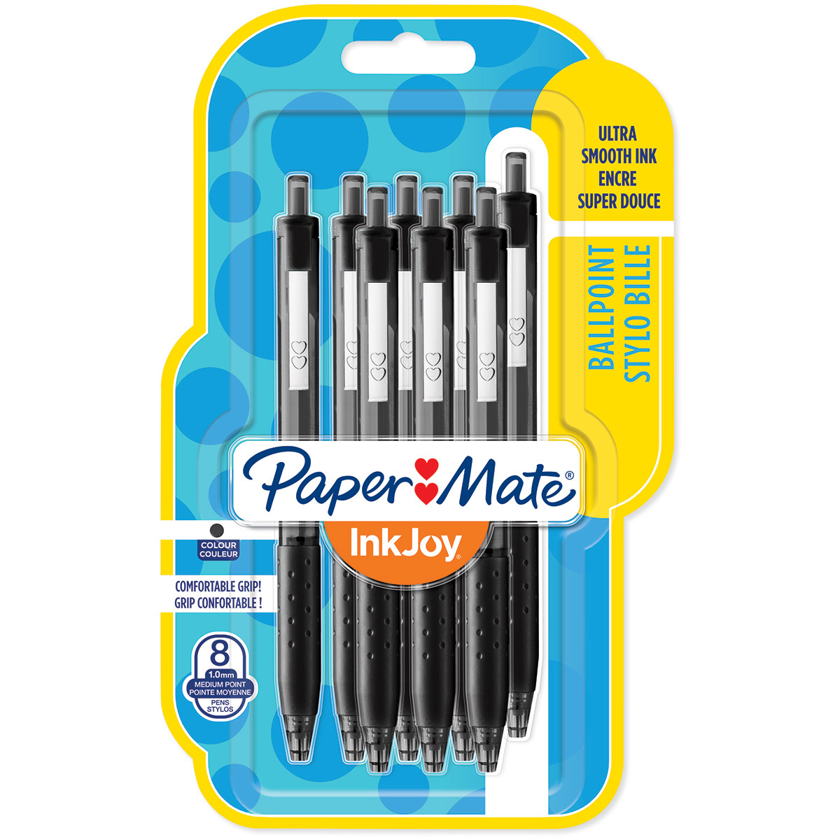 Papermate Inkjoy 300 Retractable Ballpoint Pen - Medium - Black (Blister of  8), 1956579