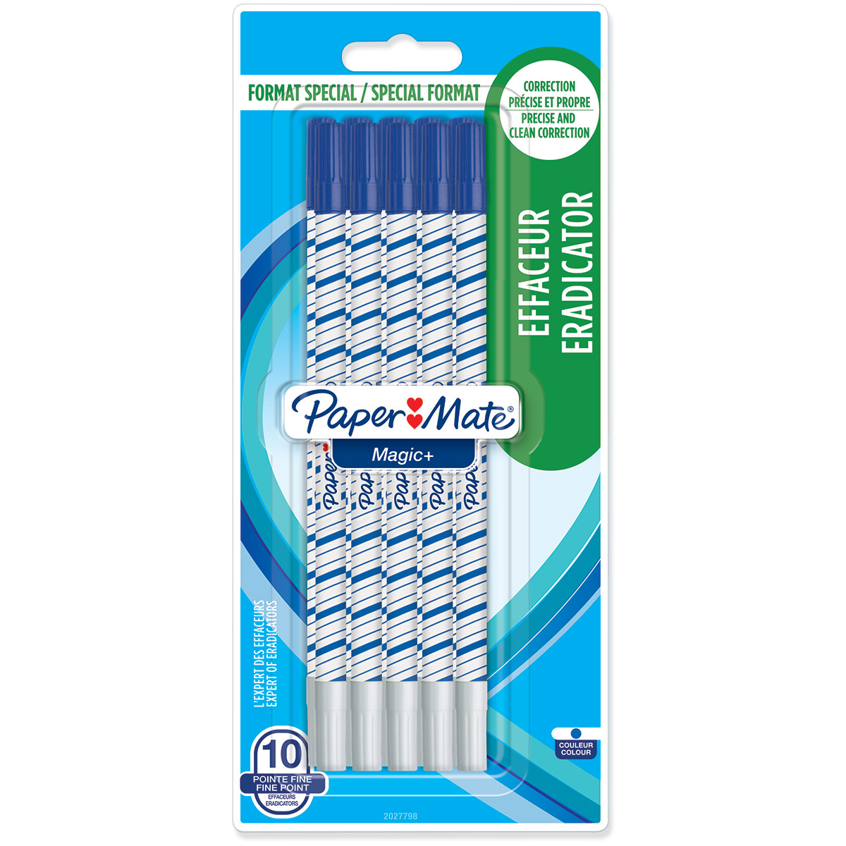 Papermate Magic + Erasable Fineliner Pen - Medium - Blue (Blister of 10)
