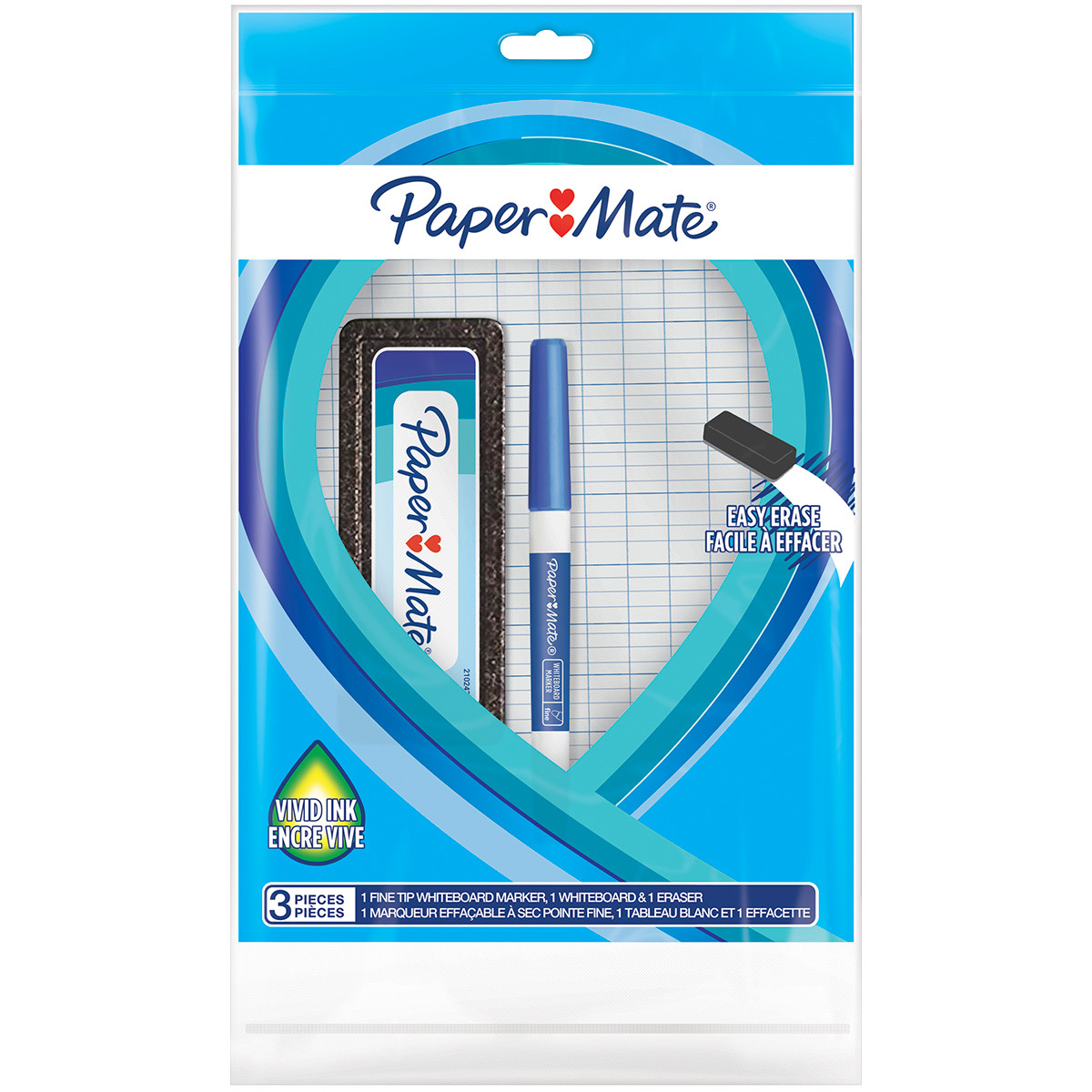 Papermate Whiteboard Marker Fine - Bullet Tip - Blue (Eraser Set)