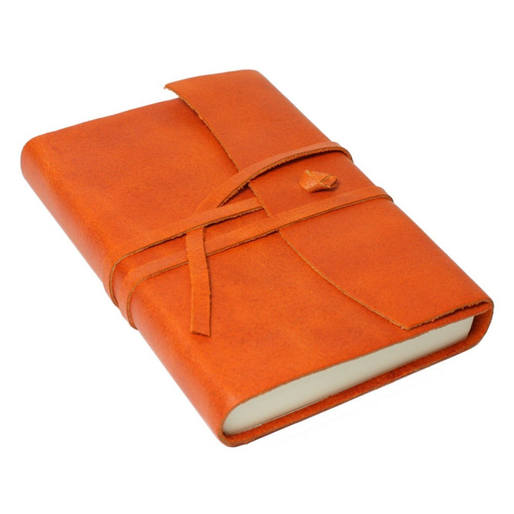 Papuro Amalfi Leather Journal - Orange - Small