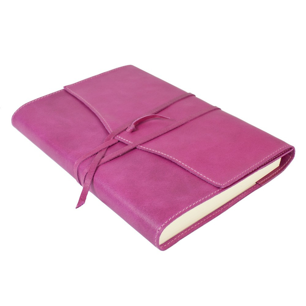 Papuro Milano Large Refillable Journal - Raspberry with Plain Pages