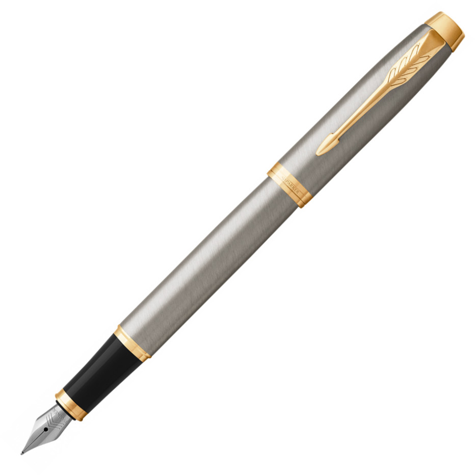Parker IM Fountain Pen - Brushed Metal Gold Trim