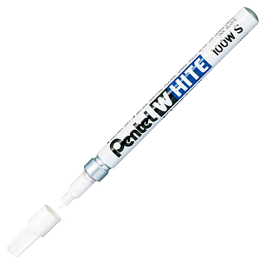 Pentel X100WS Permanent Marker - Fine Bullet Tip - White