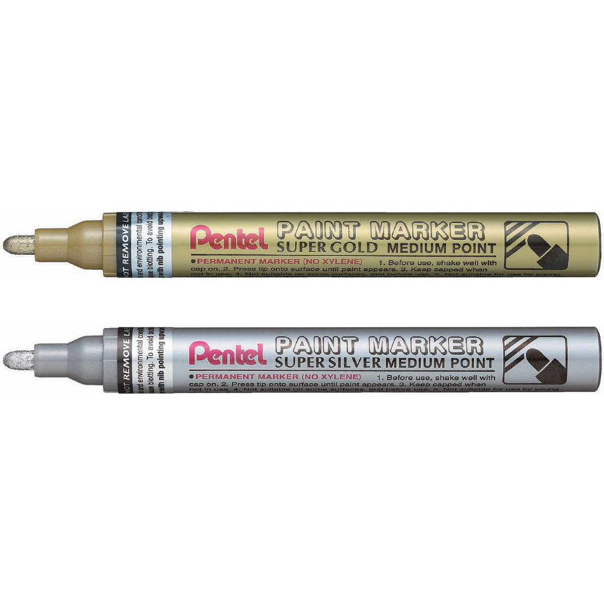Pentel Arts Paint Markers - Medium - Gold & Silver (Pack of 2)