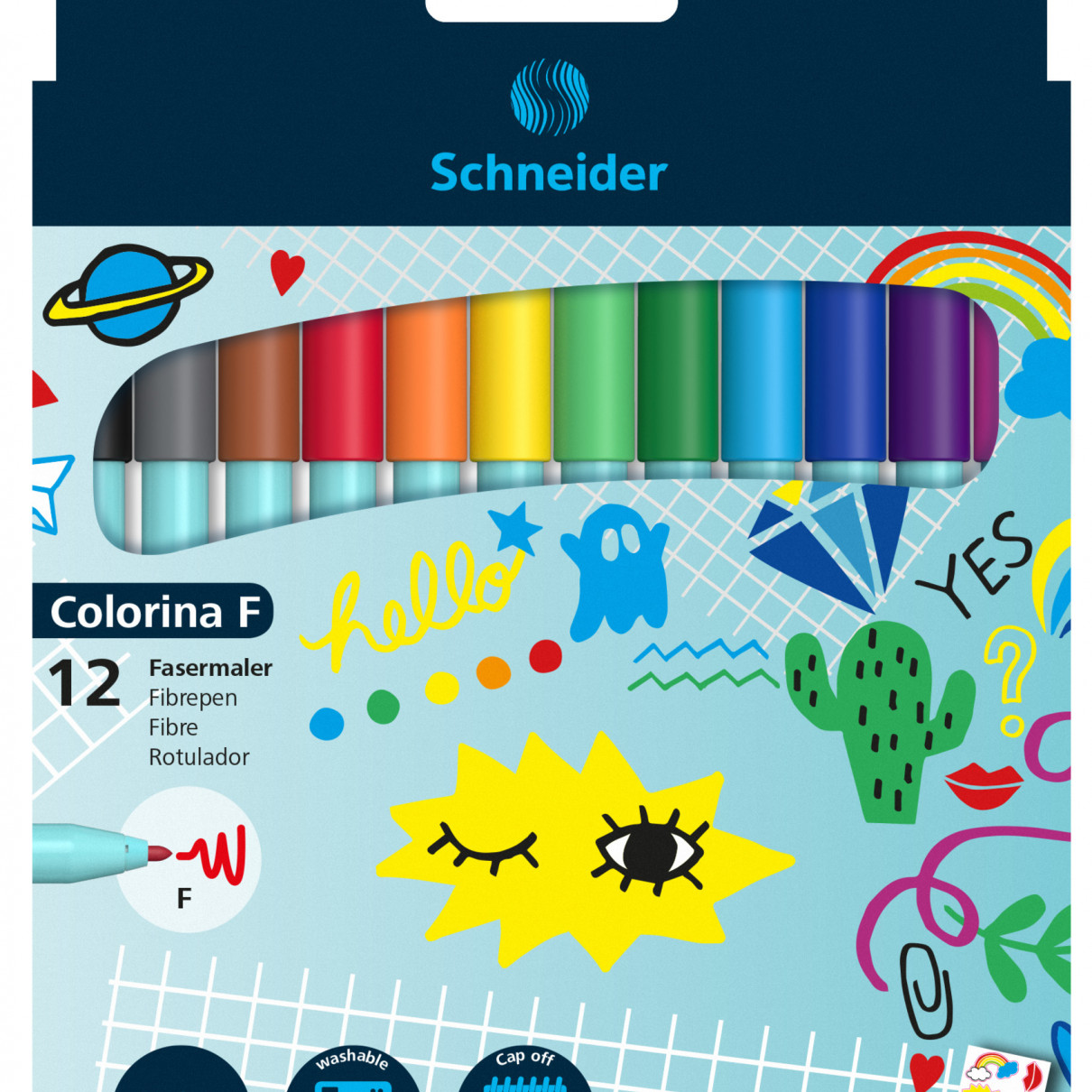 Schneider 12 Colorina Fibre Tip Pens - Fine - Assorted Colours (Pack of 12)