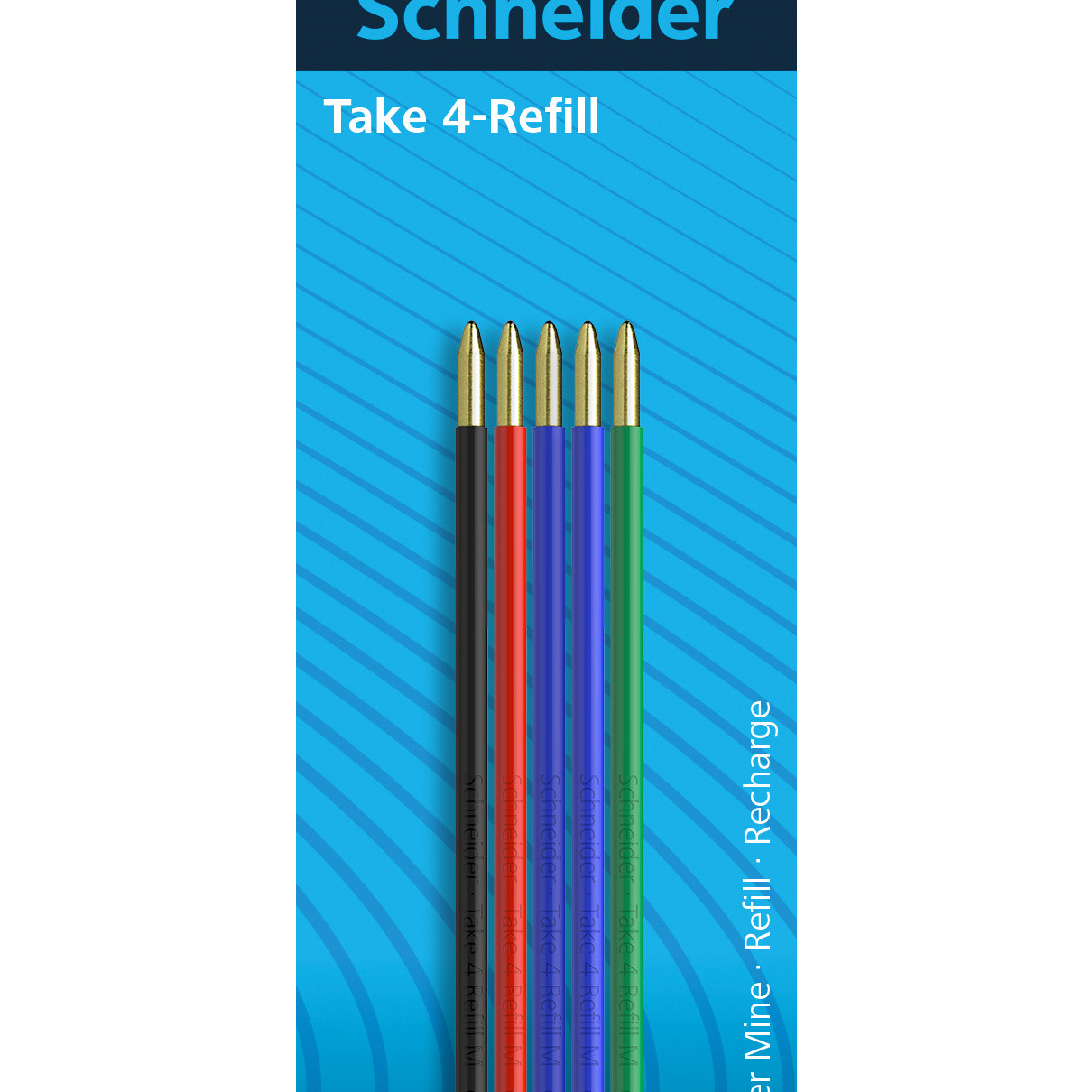 Schneider Take 4 Ballpoint Refills - Assorted Colours (Blister of 5)
