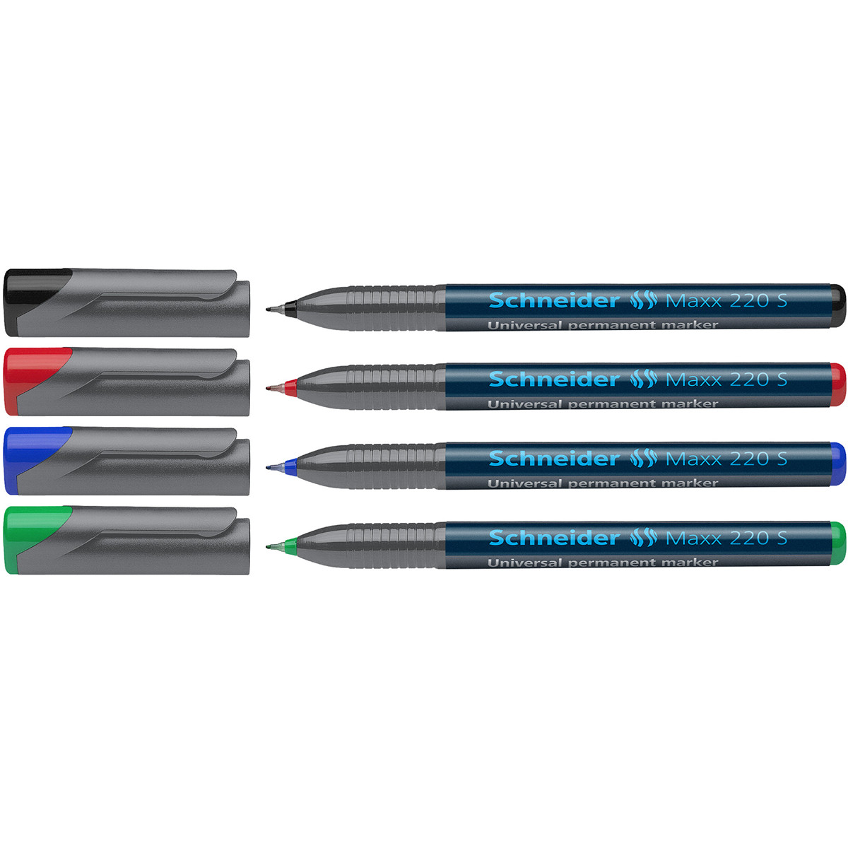 Schneider Maxx 220 Permanent Markers - Superfine - Assorted Colours (Pack of 4)