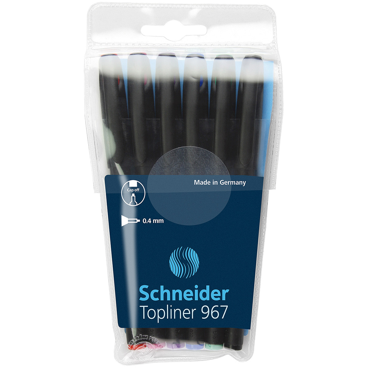 Schneider Topliner 967 Fineliner Pens - Assorted Colours (Pack of 6)