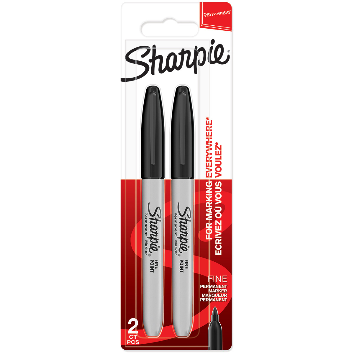 Sharpie Fine Marker Pen - Black (Blister of 2)