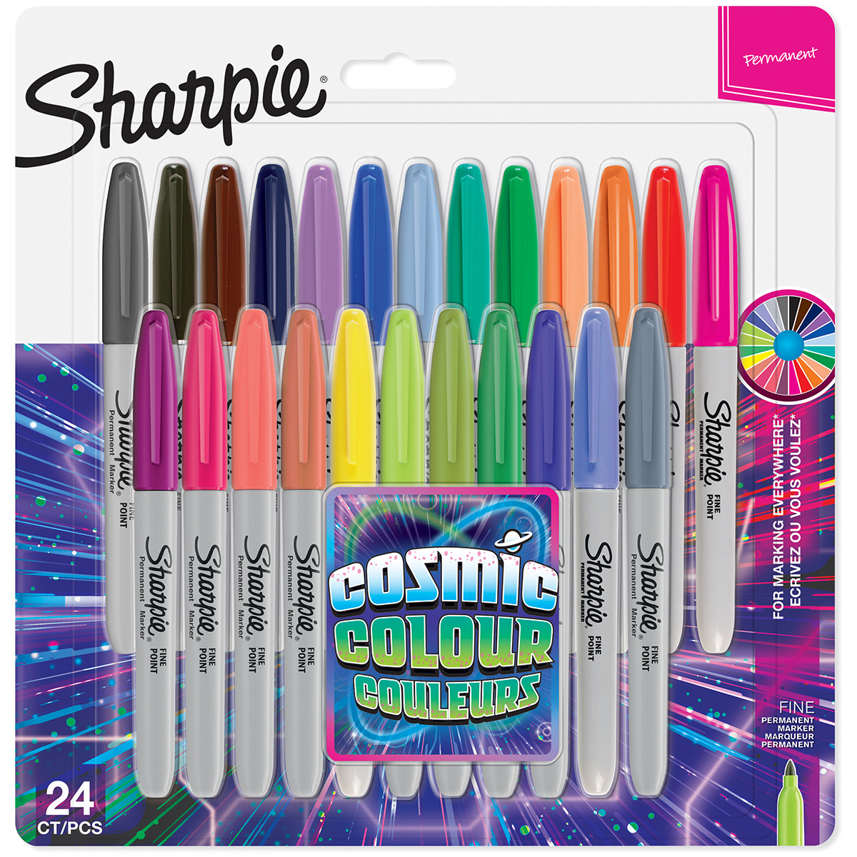 Sharpie Fine Marker Pens - Cosmic Colours (Pack of 24)
