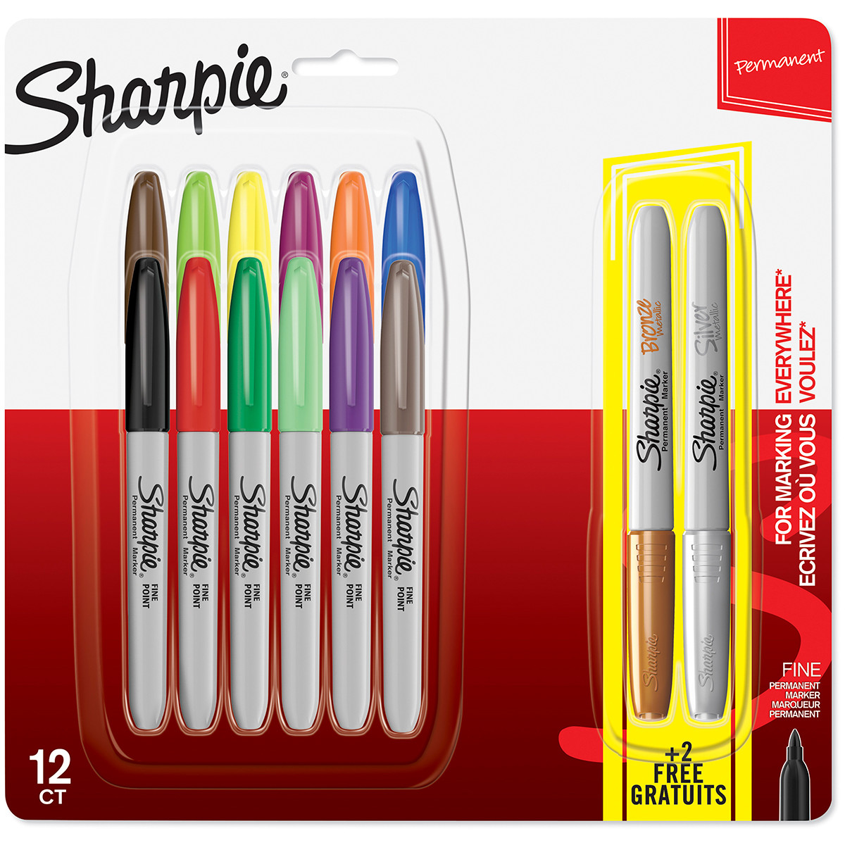 Fine Tip Permanent Marker, Fine Bullet Tip, Assorted Classic and