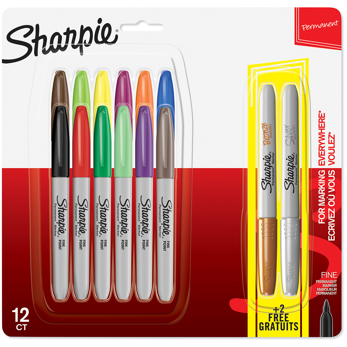 SHARPIE Twin Tip - 2 marqueurs permanents - Noir - Pointe Fine and