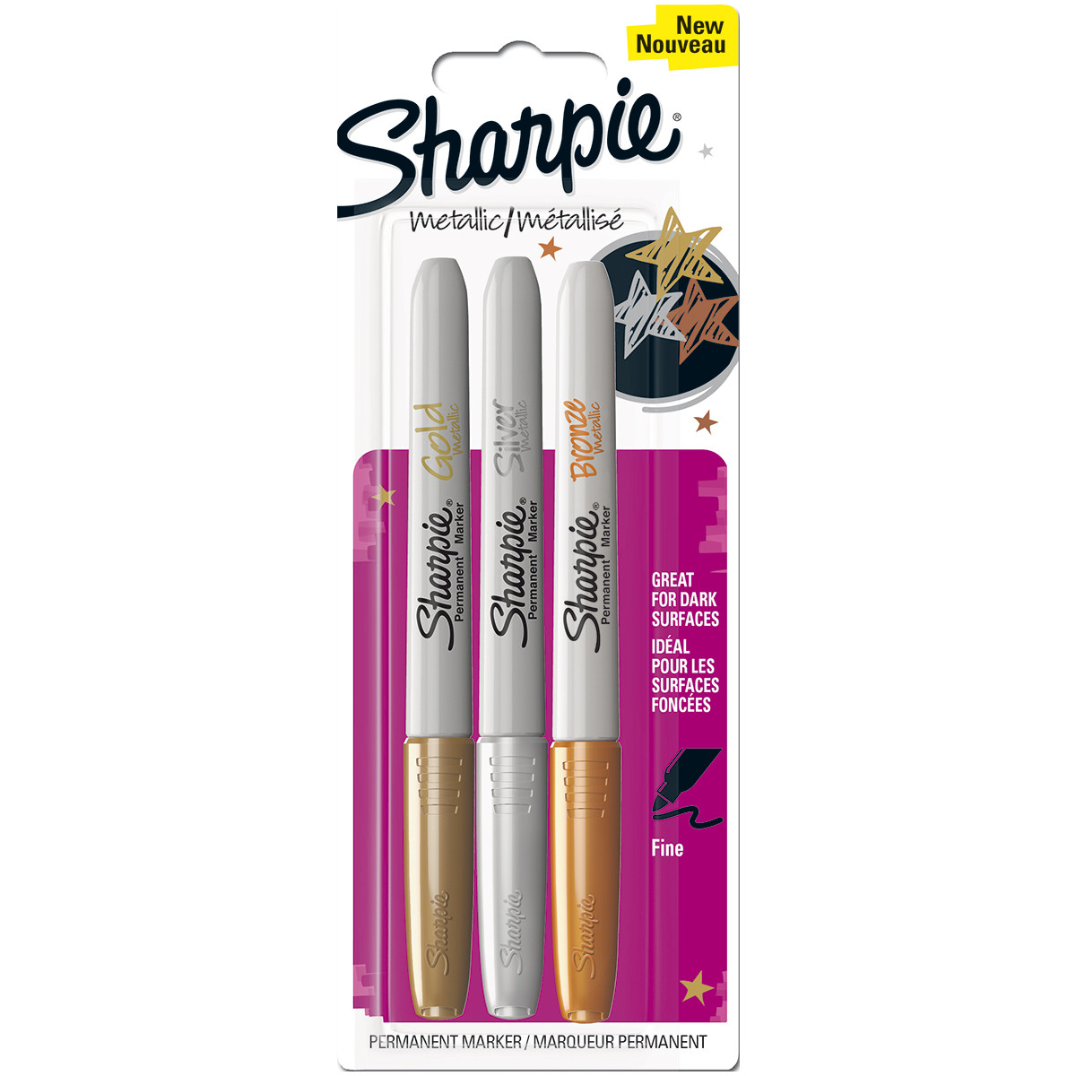 Sharpie Metallic Marker Pen - Assorted Colours (Pack of 3)