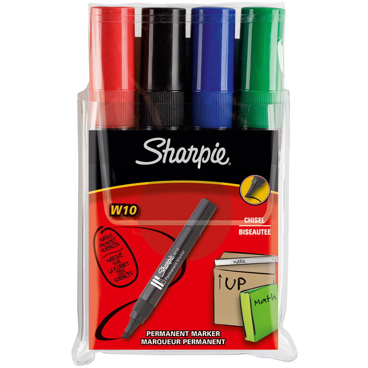 Sharpie Permanent Marker, Large Chisel - 4 marker