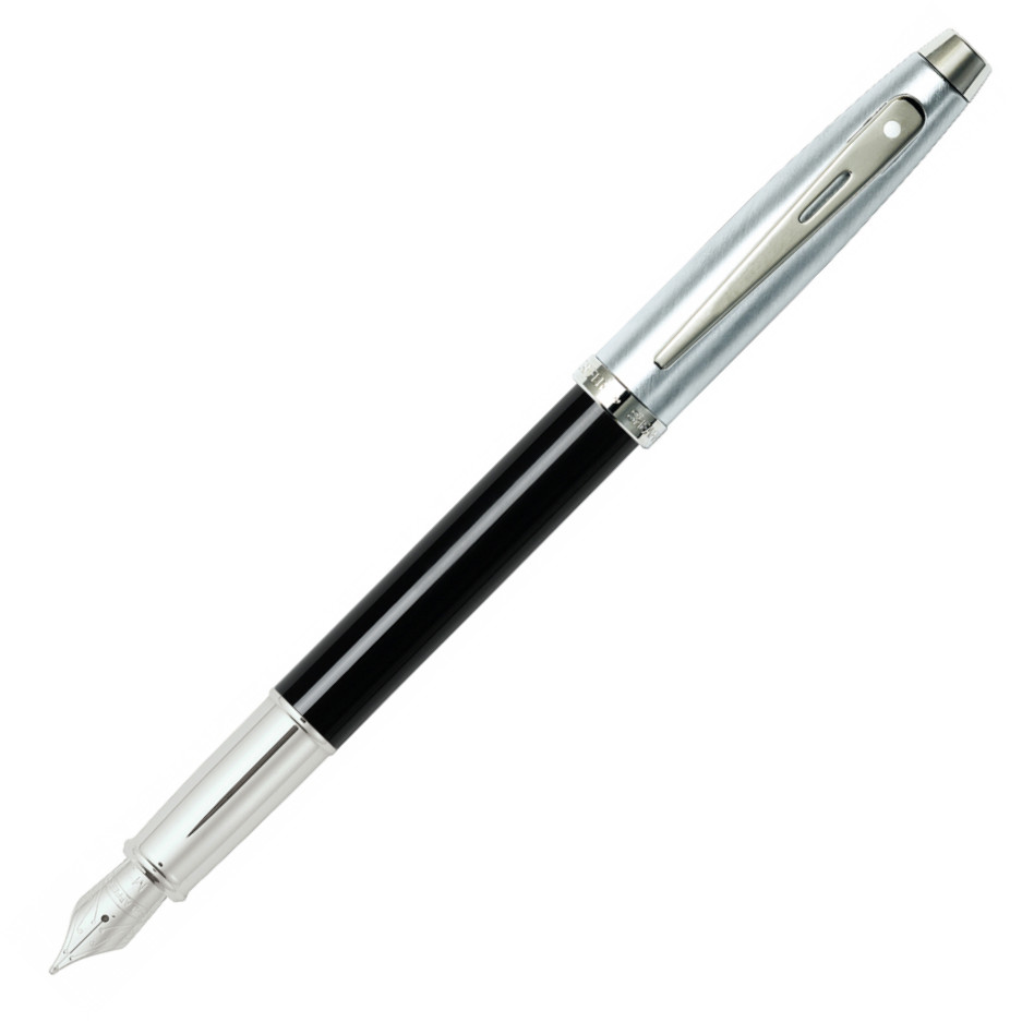 Sheaffer 100 Fountain Pen - Gloss Black Brushed Chrome