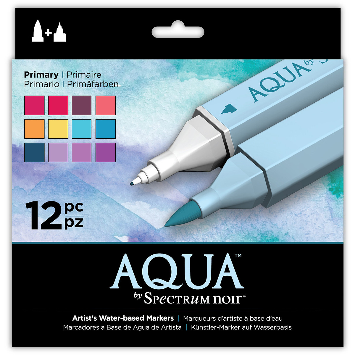 Spectrum Noir Aqua Watercolour Markers - Primary (Pack of 12)