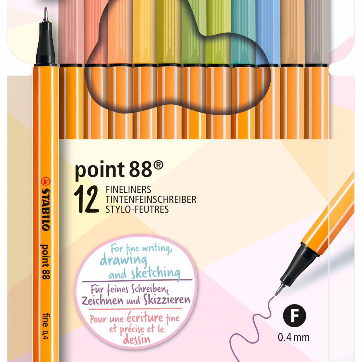 STABILO point 88 Fineliner - Pastellove Set - Pack of 12 - Assorted Colours