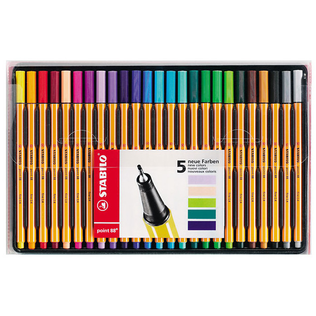 STABILO point 88 Fineliner Pen - Assorted Colours (Pack of 25)