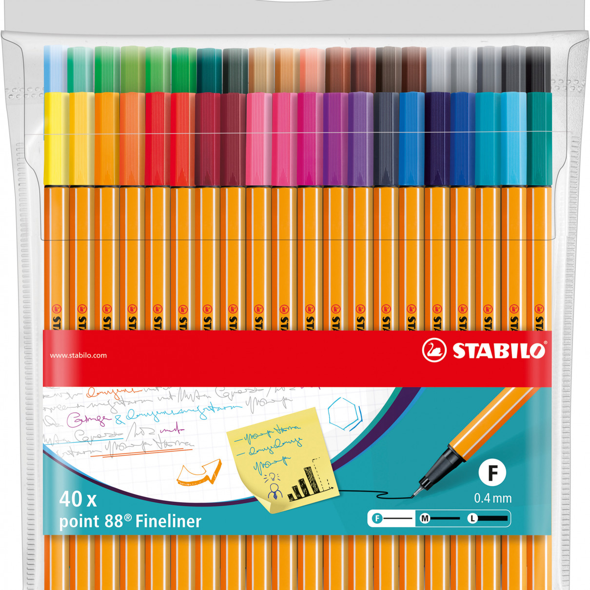 STABILO point 88 Fineliner - Wallet of 40 - Assorted Colours