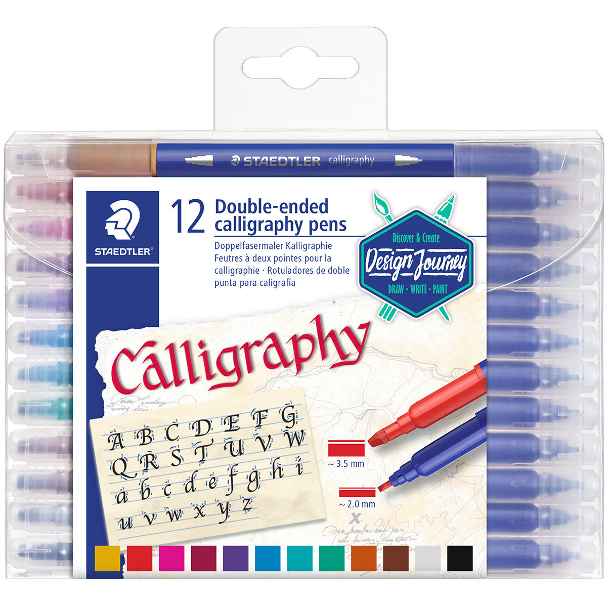 Staedtler Duo Calligraphy Marker - Assorted Colours (Wallet of 12)
