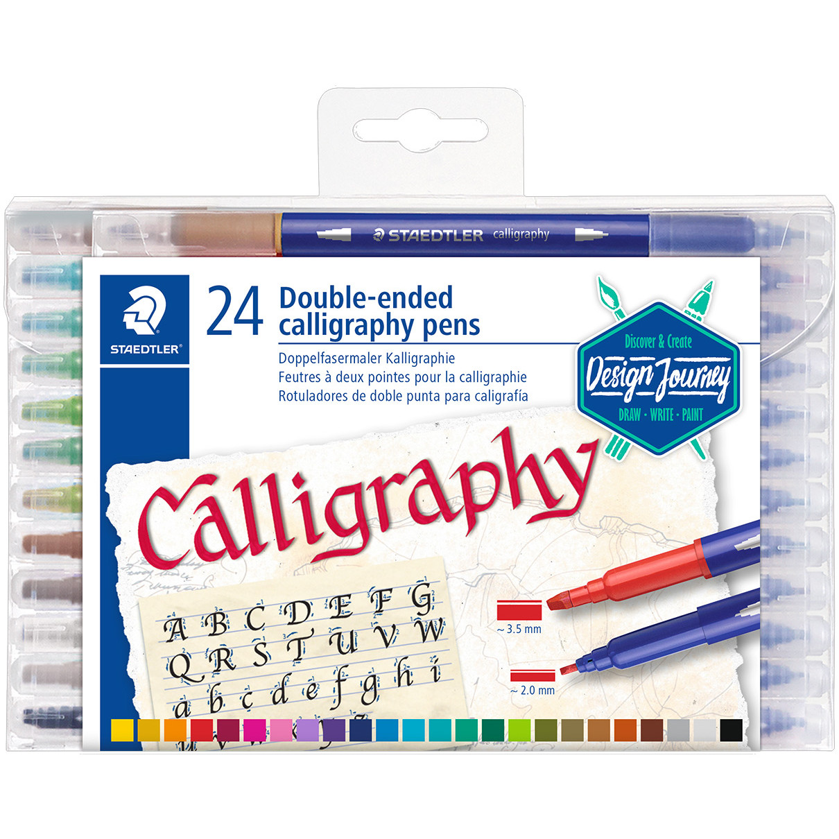 Staedtler Double Ended Calligraphy Pen - Assorted Colours (Pack of 24)