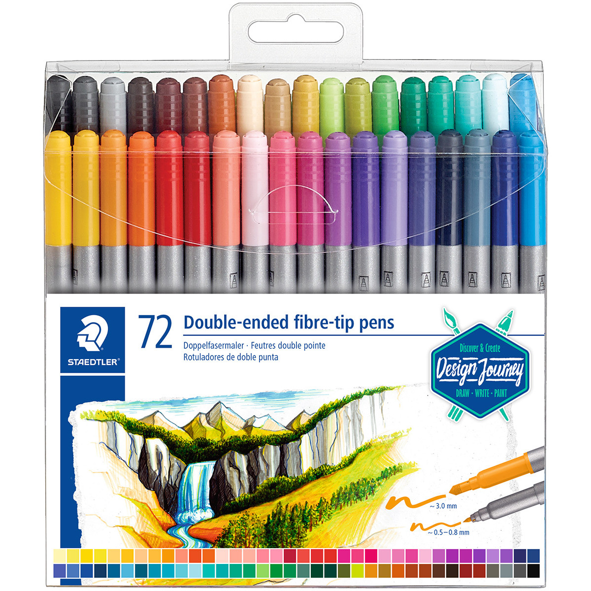 Staedtler Double Ended Fibre Tip Pens - Assorted Colours (Wallet of 72)